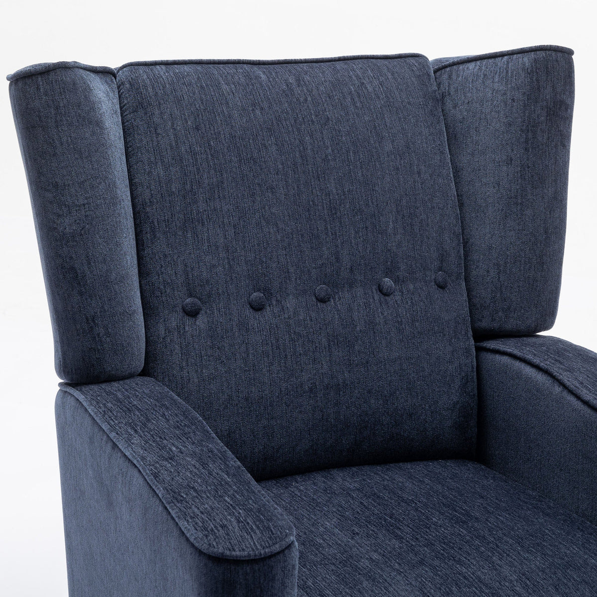 THE FURNITURE CO. Recliner Chair Navy Blue Chenille Wingback Recliner Chair With Button Tufted