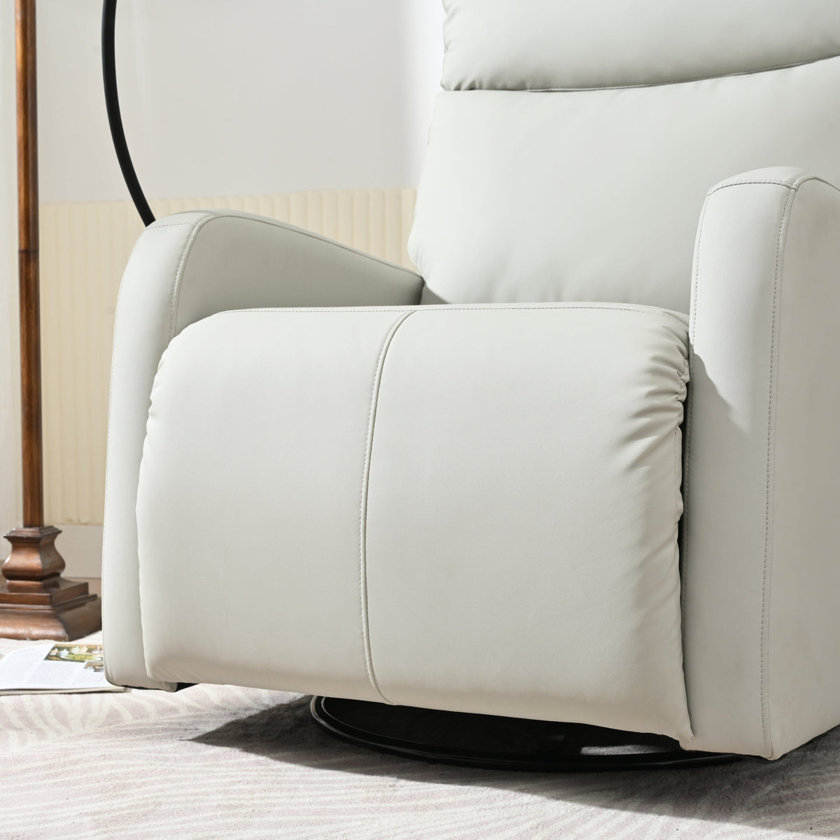 THE FURNITURE CO. Recliner Chair Rocking Recliner Chair - Comfortable Light Gray Upholstered Recliner for Living Spaces
