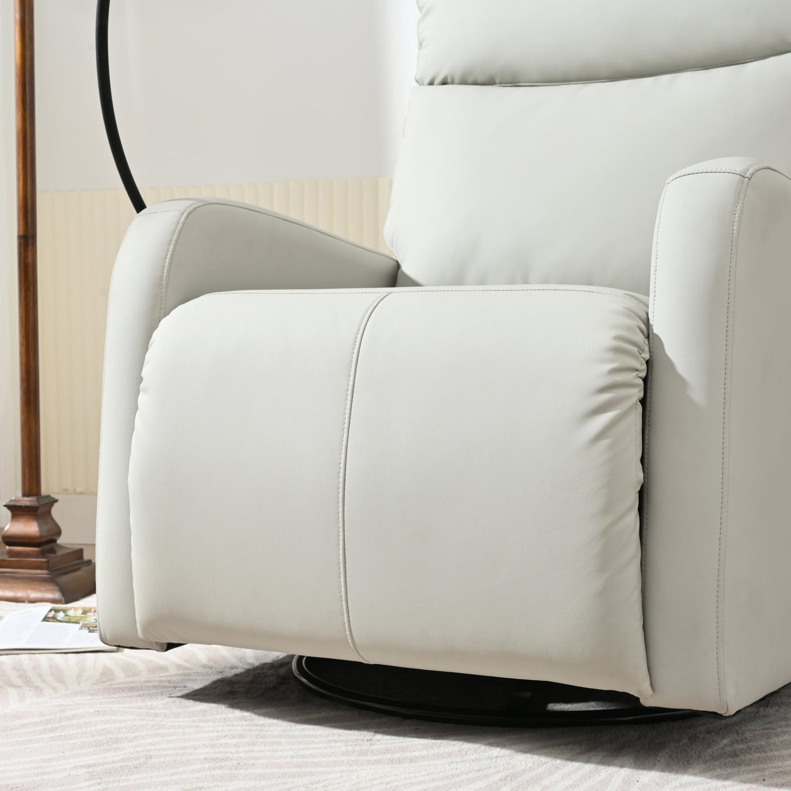 THE FURNITURE CO. Recliner Chair Rocking Recliner Chair - Comfortable Light Gray Upholstered Recliner for Living Spaces