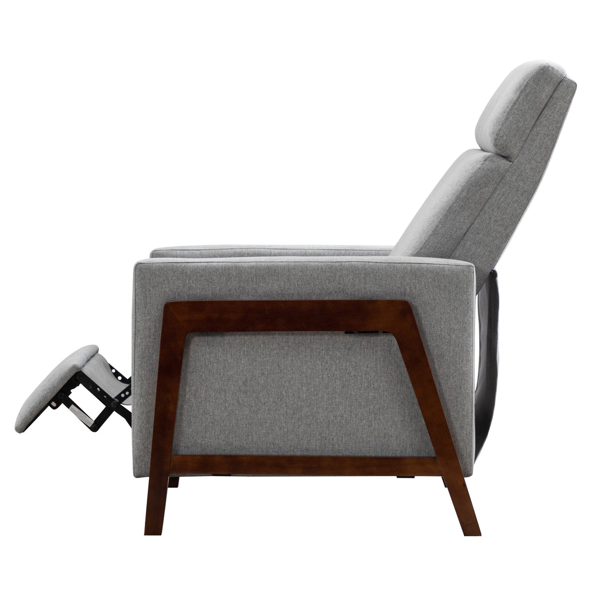 THE FURNITURE CO. Recliner Chair Set of Two Wood-Framed Gray Linen Recliner Chair