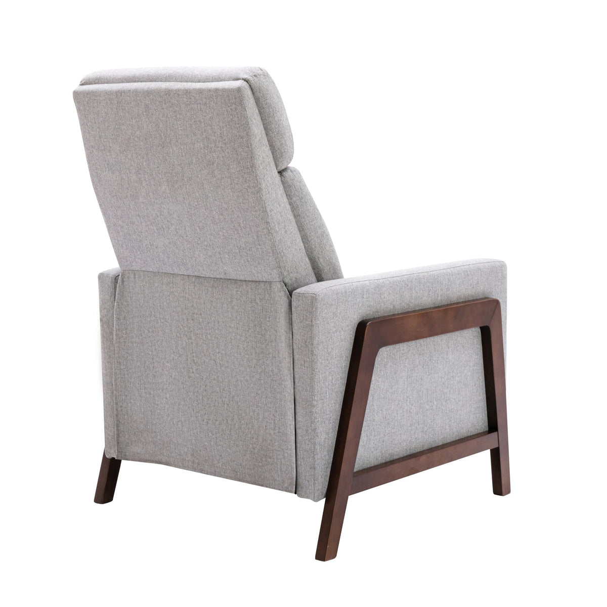 THE FURNITURE CO. Recliner Chair Set of Two Wood-Framed Gray Linen Recliner Chair