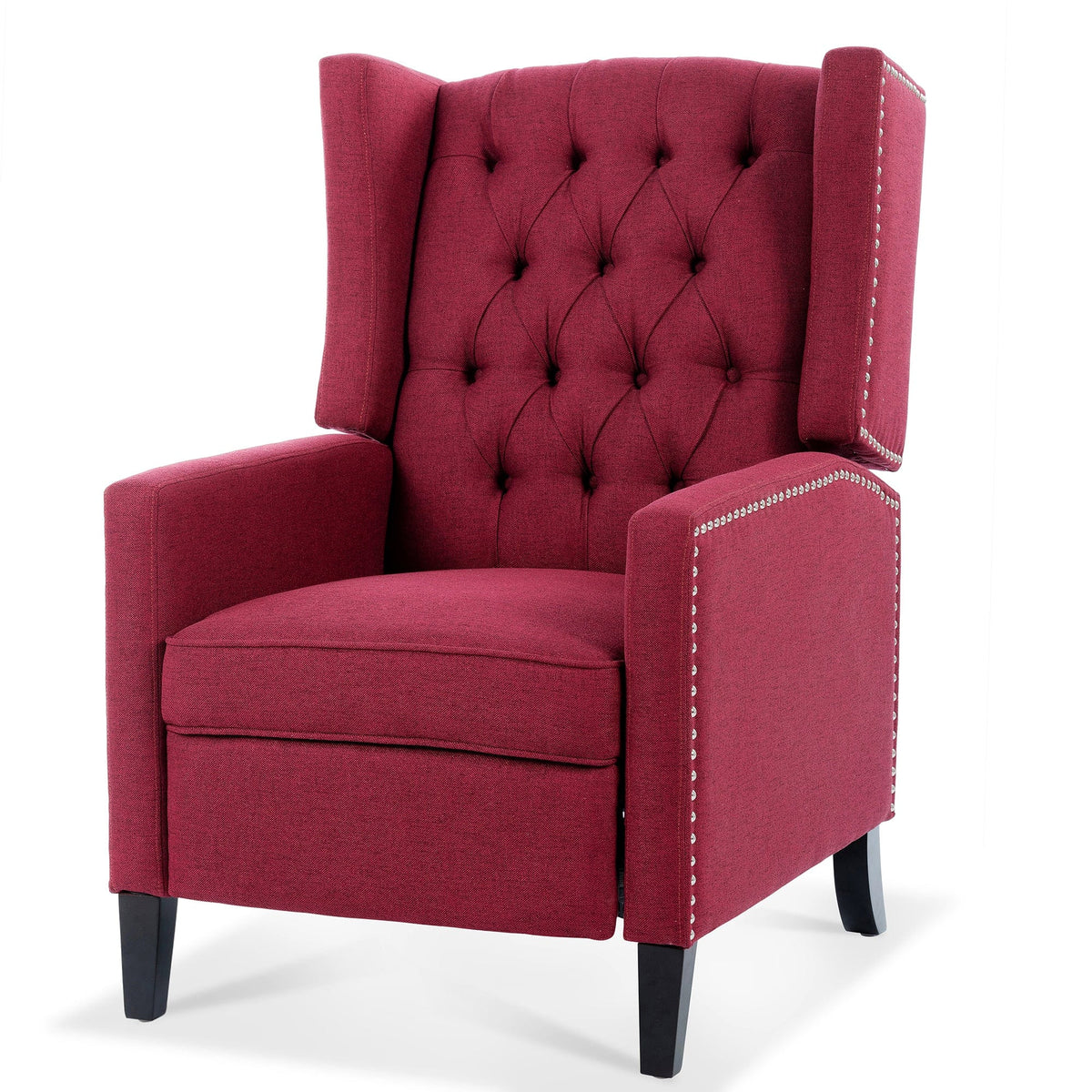 THE FURNITURE CO. Recliner Chair Wine Red Fabric Reclining Accent Chair