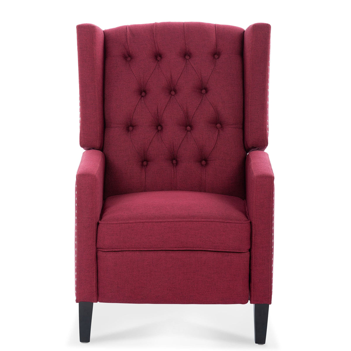 THE FURNITURE CO. Recliner Chair Wine Red Fabric Reclining Accent Chair