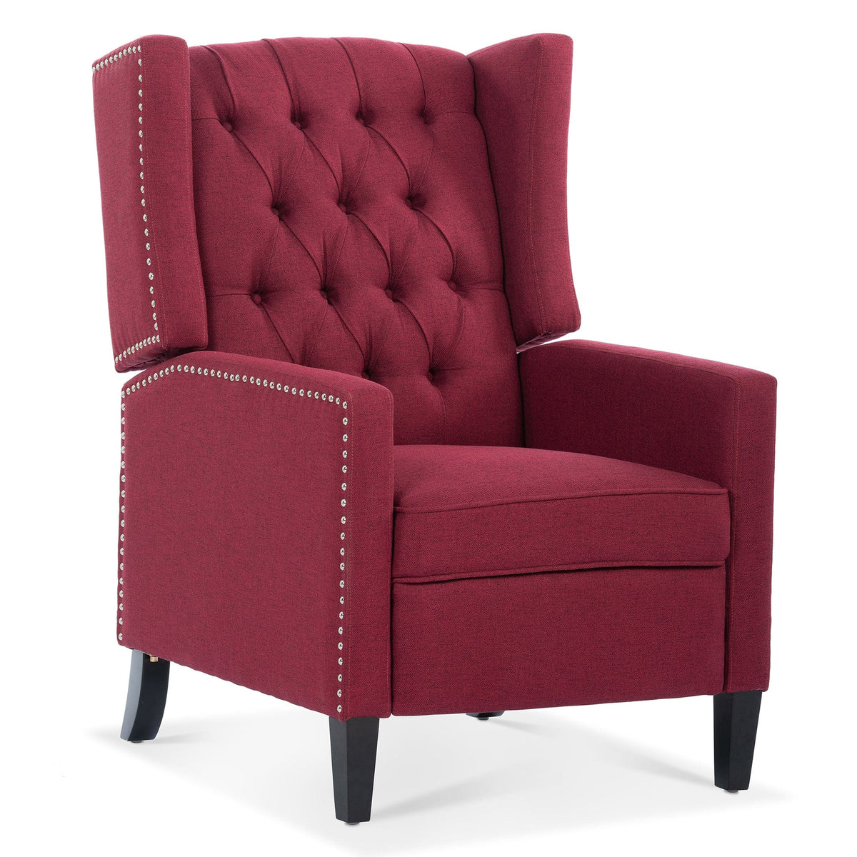 THE FURNITURE CO. Recliner Chair Wine Red Fabric Reclining Accent Chair
