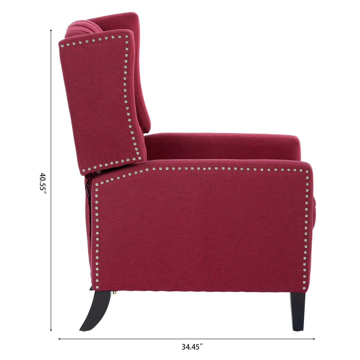 THE FURNITURE CO. Recliner Chair Wine Red Fabric Reclining Accent Chair