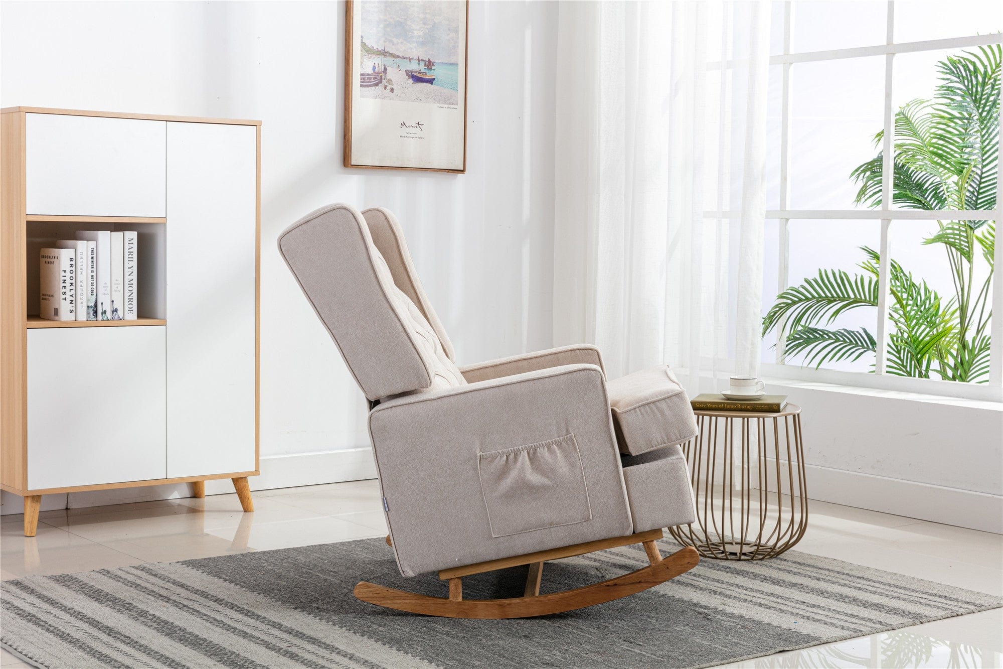 THE FURNITURE CO. Rocking Chair Comfortable Beige Mid-Century Modern Rocking Chair