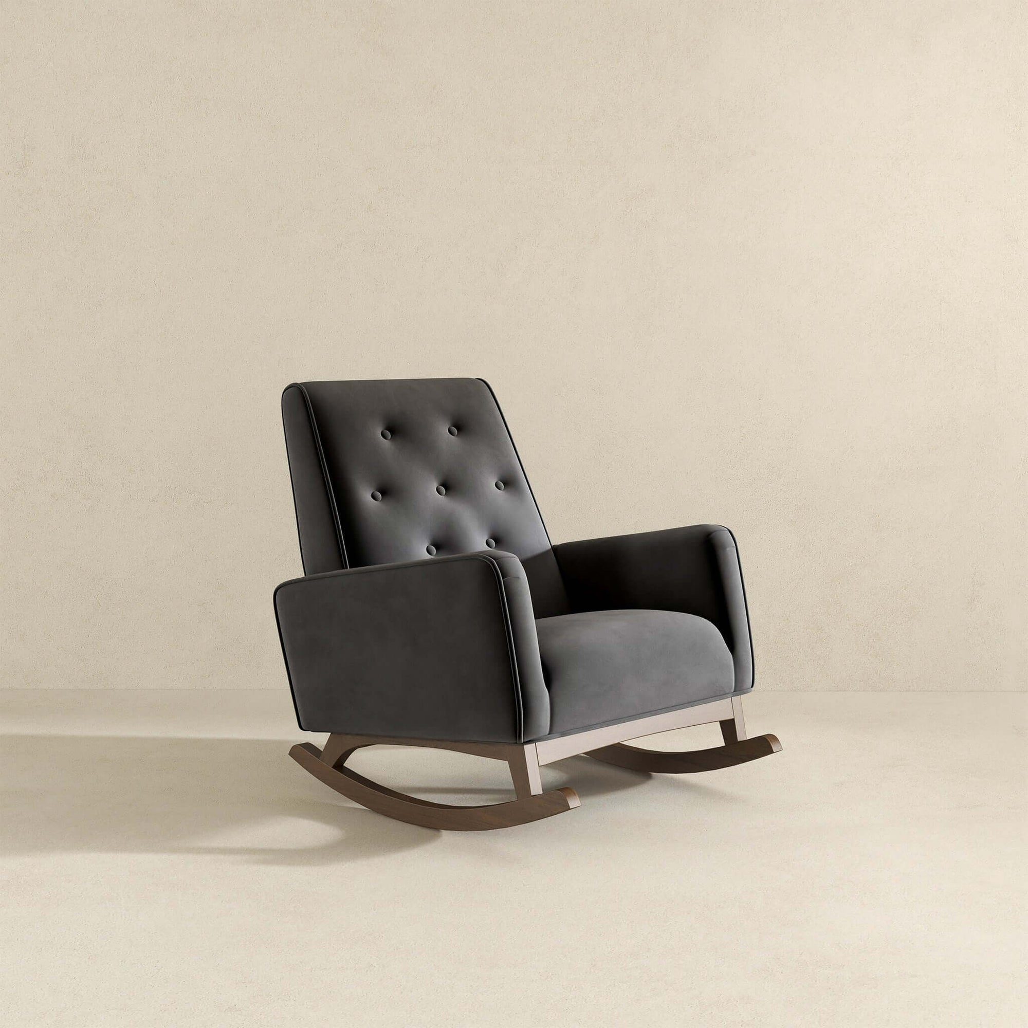 THE FURNITURE CO. Rocking Chair Elegant Dark Grey Solid Wood Rocking Chair for Stylish Living Spaces