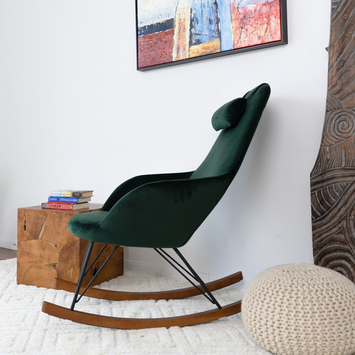 THE FURNITURE CO. Rocking Chair Elegant Mid Century Modern Rocker for Livingroom and Bedroom Spaces
