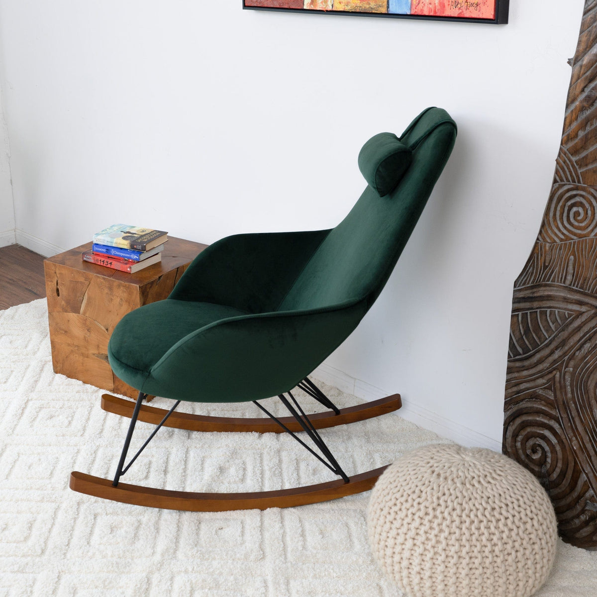 THE FURNITURE CO. Rocking Chair Elegant Mid Century Modern Rocker for Livingroom and Bedroom Spaces