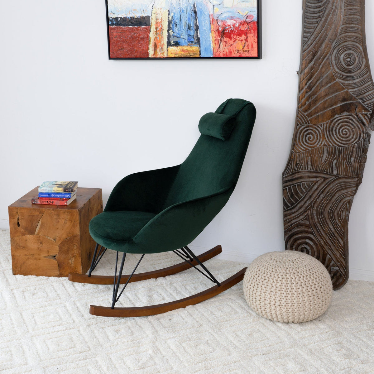 THE FURNITURE CO. Rocking Chair Elegant Mid Century Modern Rocker for Livingroom and Bedroom Spaces