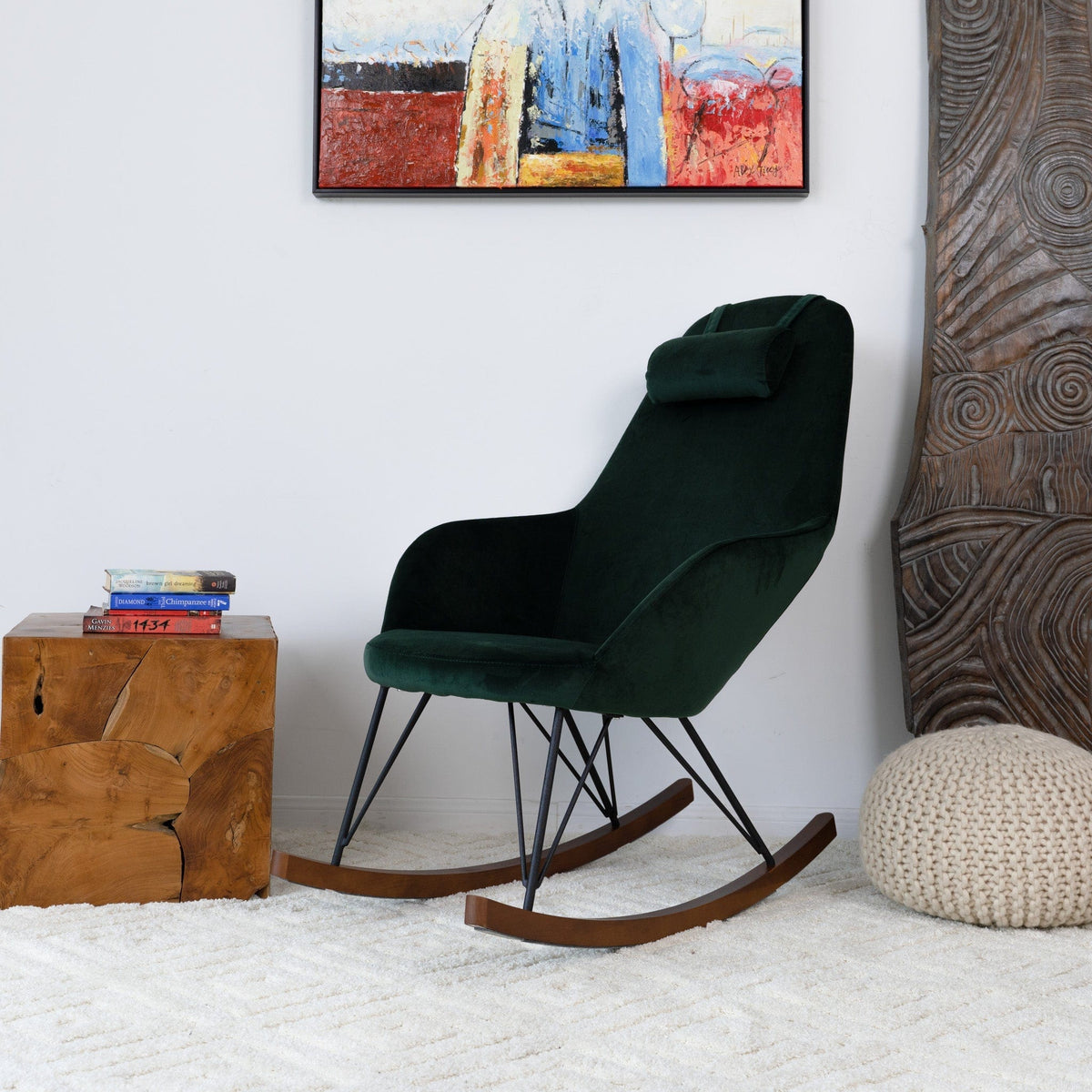 THE FURNITURE CO. Rocking Chair Elegant Mid Century Modern Rocker for Livingroom and Bedroom Spaces