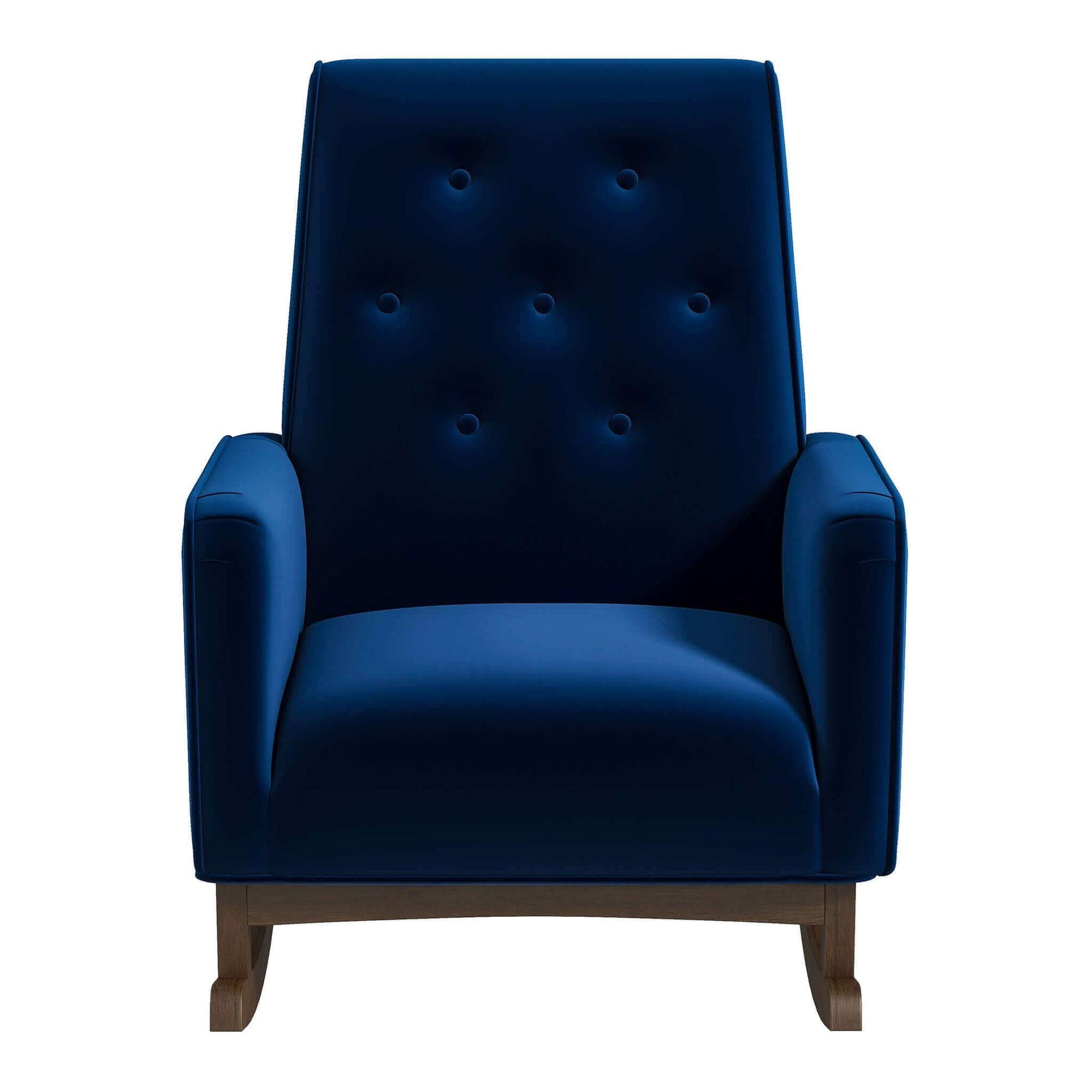 THE FURNITURE CO. Rocking Chair Luxury Dark Blue Velvet Rocking Chair for Elegant Living Spaces