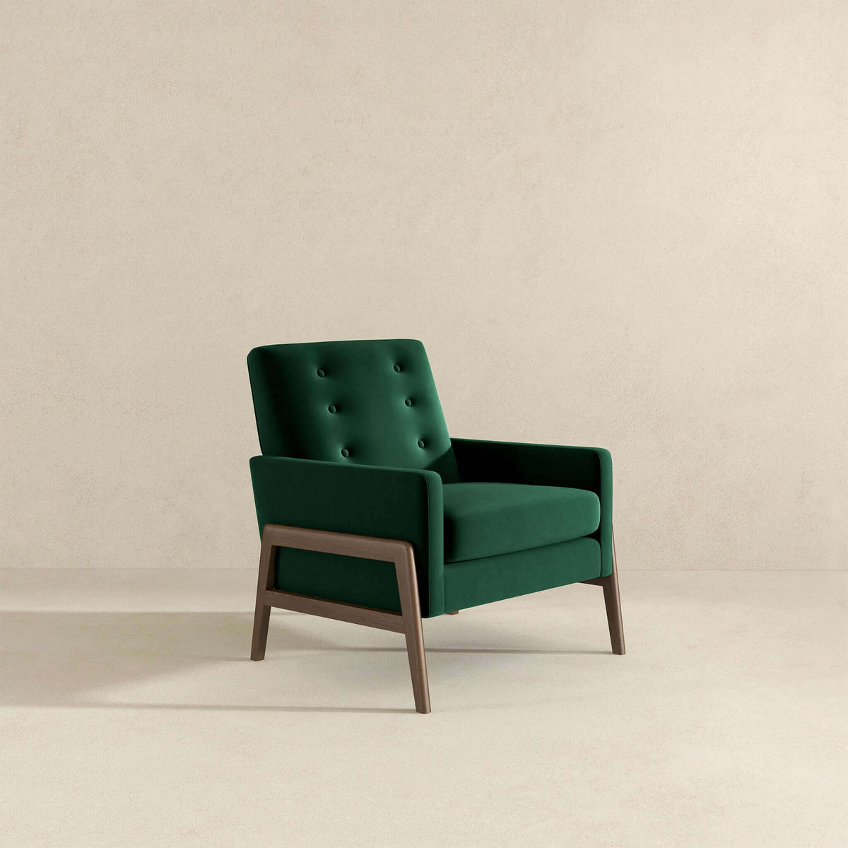 THE FURNITURE CO. Rocking Chair Luxury Solid Wood Green Velvet Lounge Chair for Elegant Living Spaces