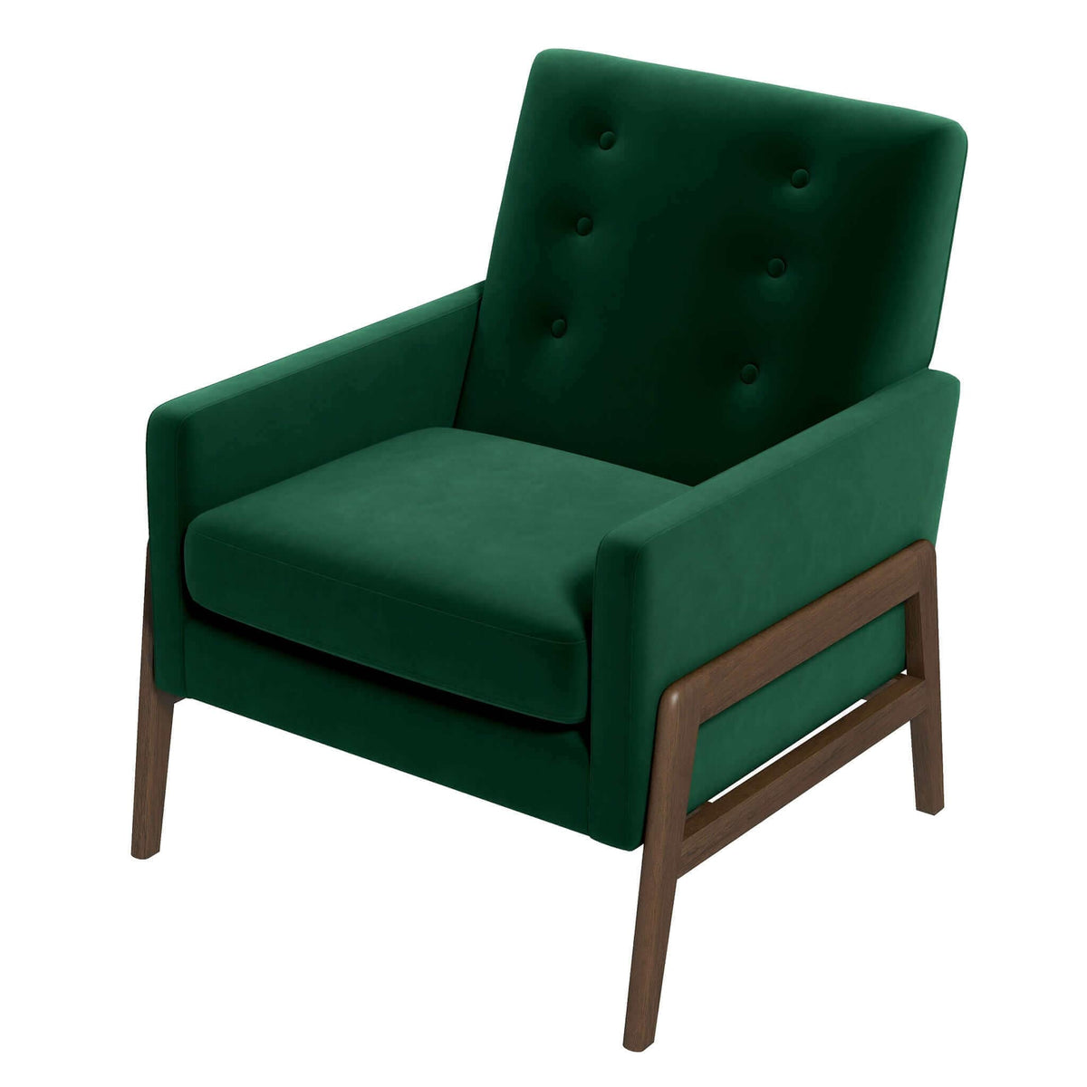 THE FURNITURE CO. Rocking Chair Luxury Solid Wood Green Velvet Lounge Chair for Elegant Living Spaces