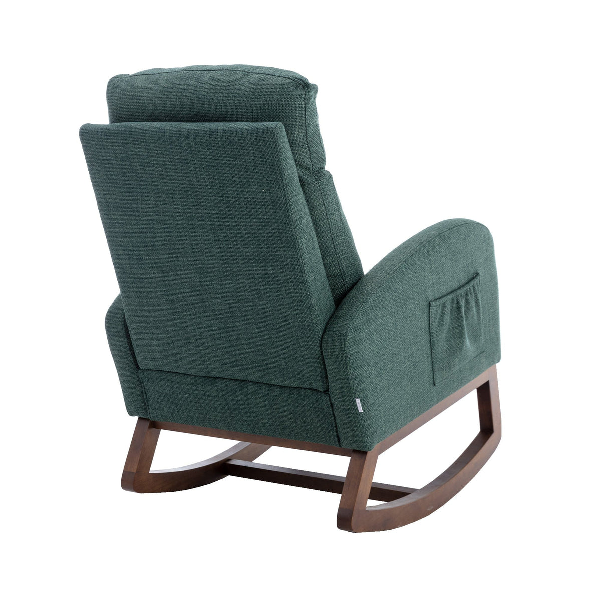 THE FURNITURE CO. Rocking Chair Modern Glider Rocking Chair with Side Pocket and High Back in Emerald Linen