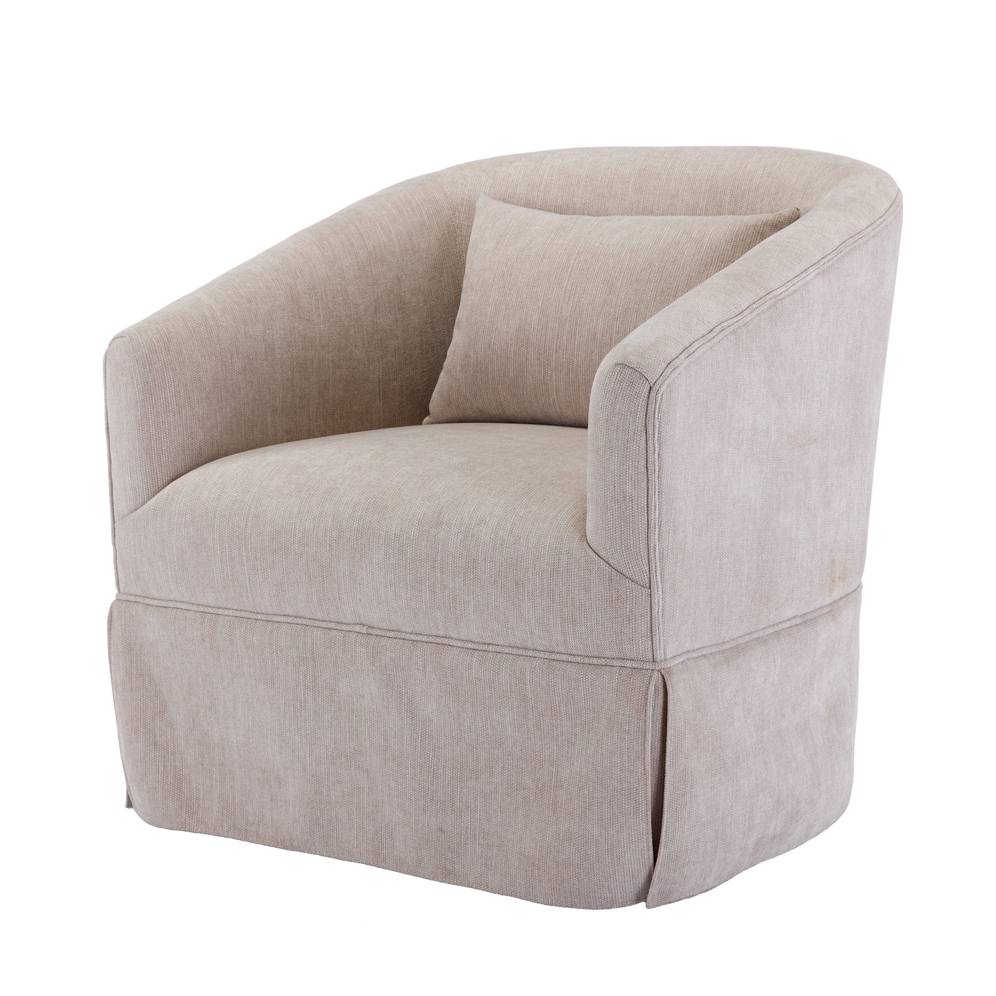 THE FURNITURE CO. Swivel Chair Beige Linen Blend Swivel Accent Armchair