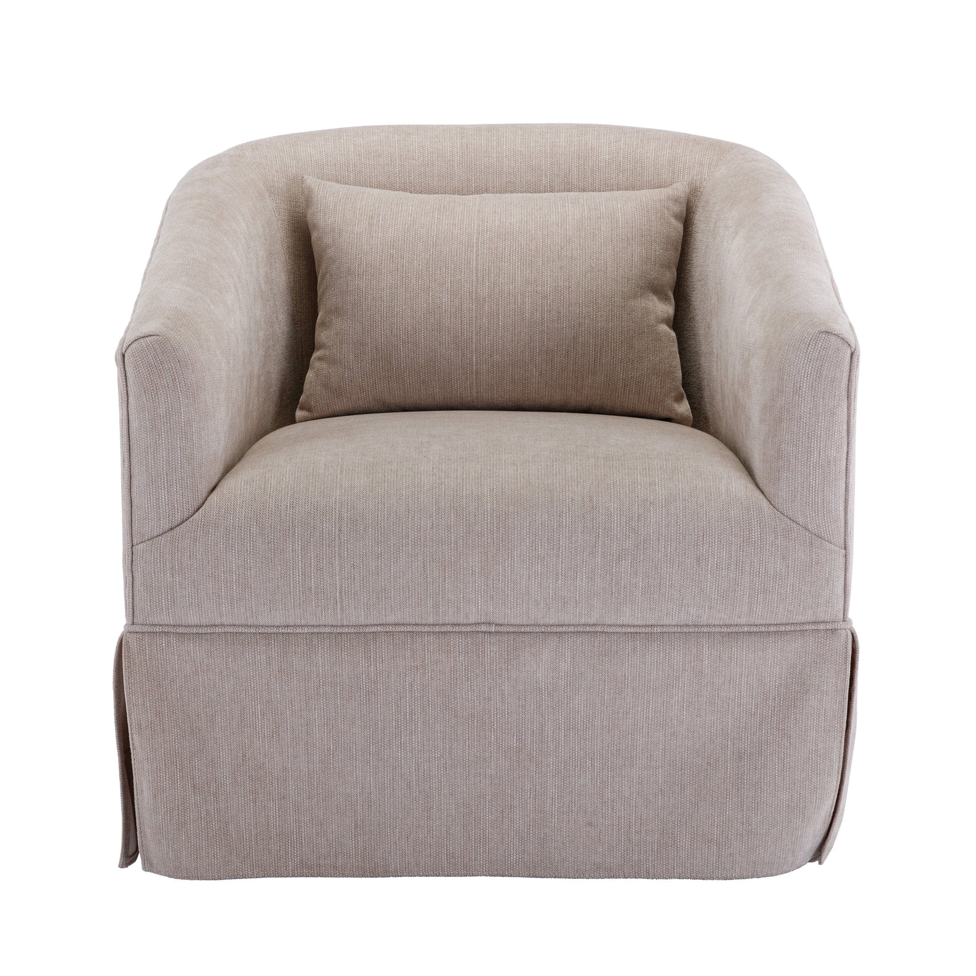 THE FURNITURE CO. Swivel Chair Beige Linen Blend Swivel Accent Armchair