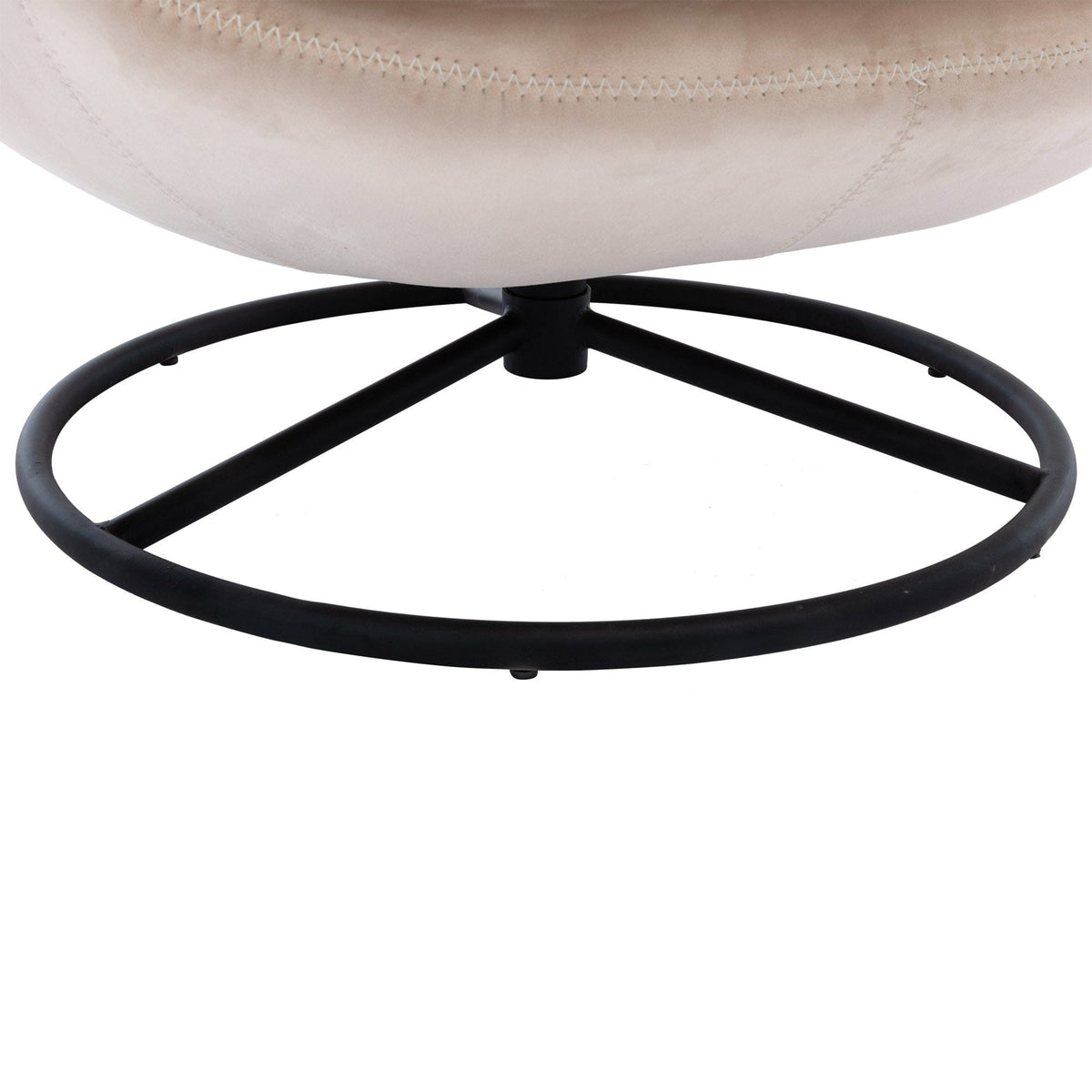 THE FURNITURE CO. Swivel Chair Beige Velvet Accent Chair with Ottoman and Metal Frame
