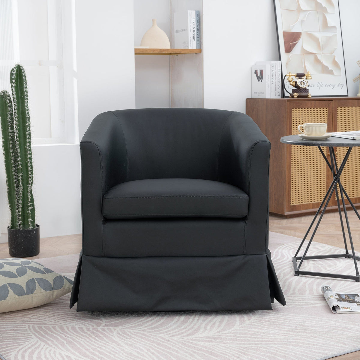 THE FURNITURE CO. Swivel Chair Black Swivel Chair with 360° Rotation and Comfortable Cushions