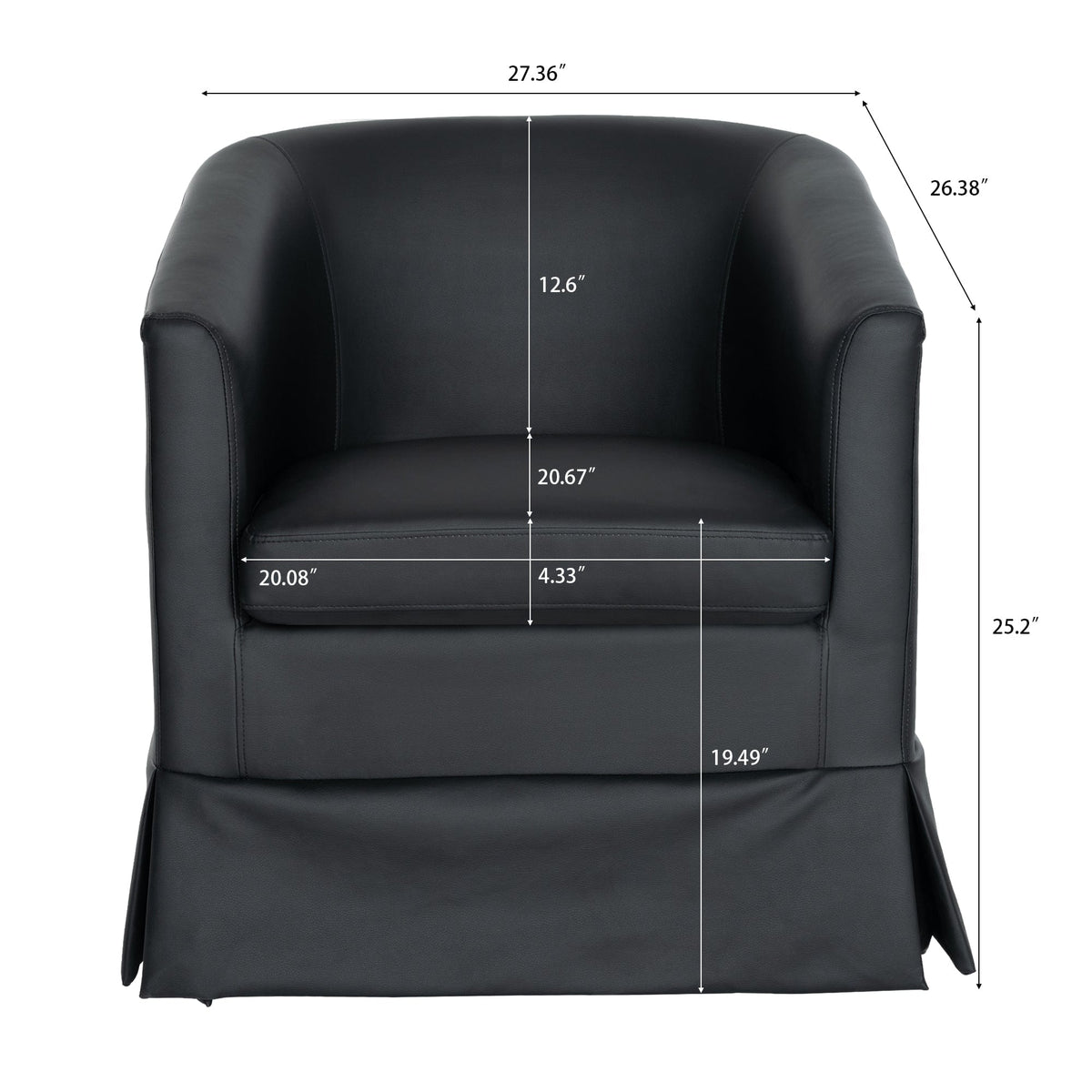 THE FURNITURE CO. Swivel Chair Black Swivel Chair with 360° Rotation and Comfortable Cushions