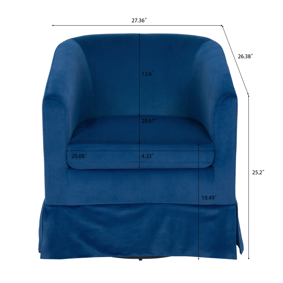 THE FURNITURE CO. Swivel Chair Blue Swivel Accent Chair with Fabric Upholstery