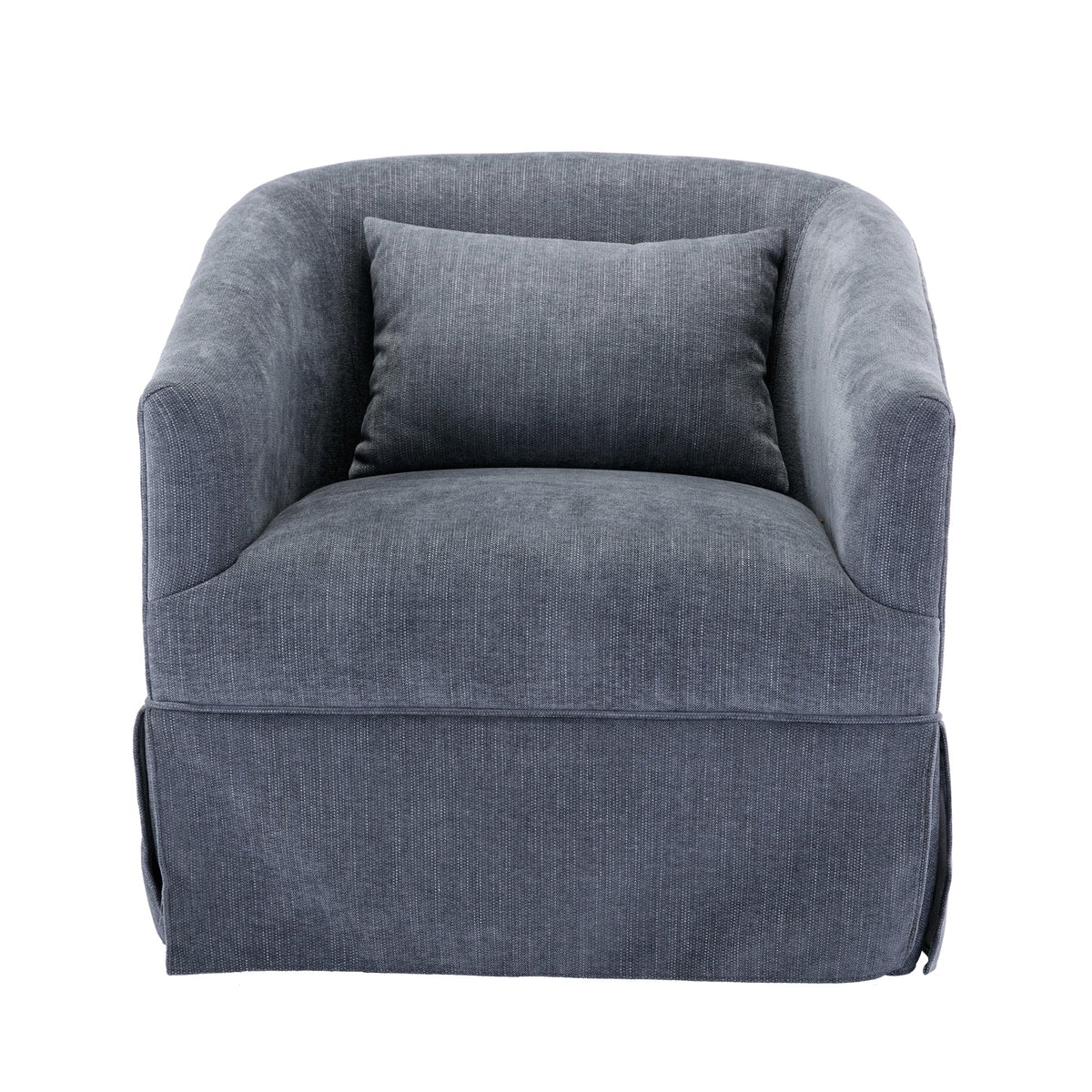 THE FURNITURE CO. Swivel Chair Gray Linen Blend Swivel Accent Armchair