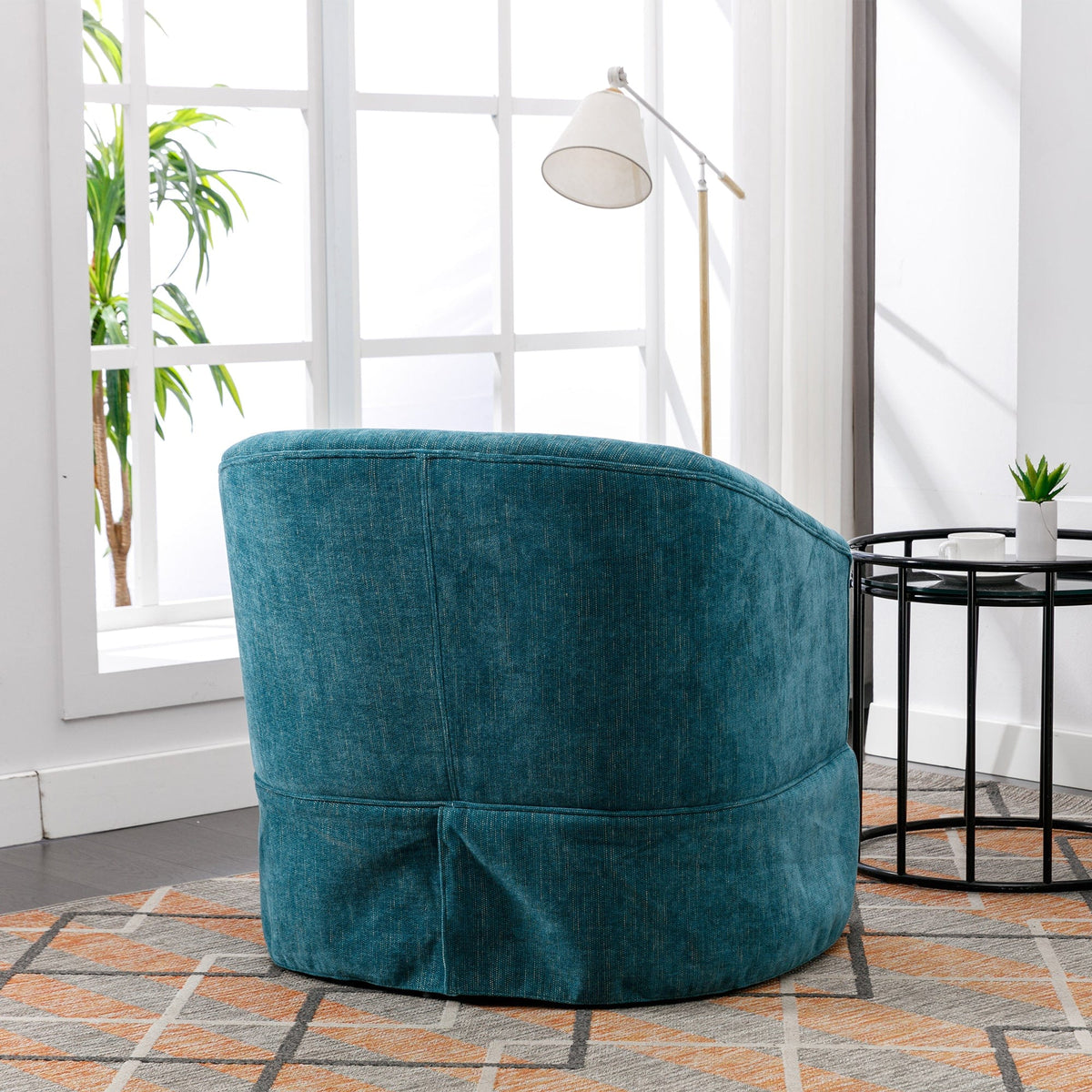 THE FURNITURE CO. Swivel Chair Green Linen Blend Swivel Accent Armchair
