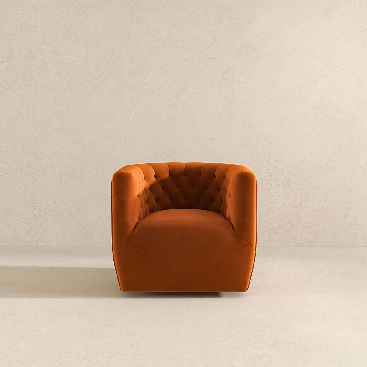 THE FURNITURE CO. Swivel Chair Luxury Burnt Orange Velvet Swivel Chair for Stylish Living Spaces