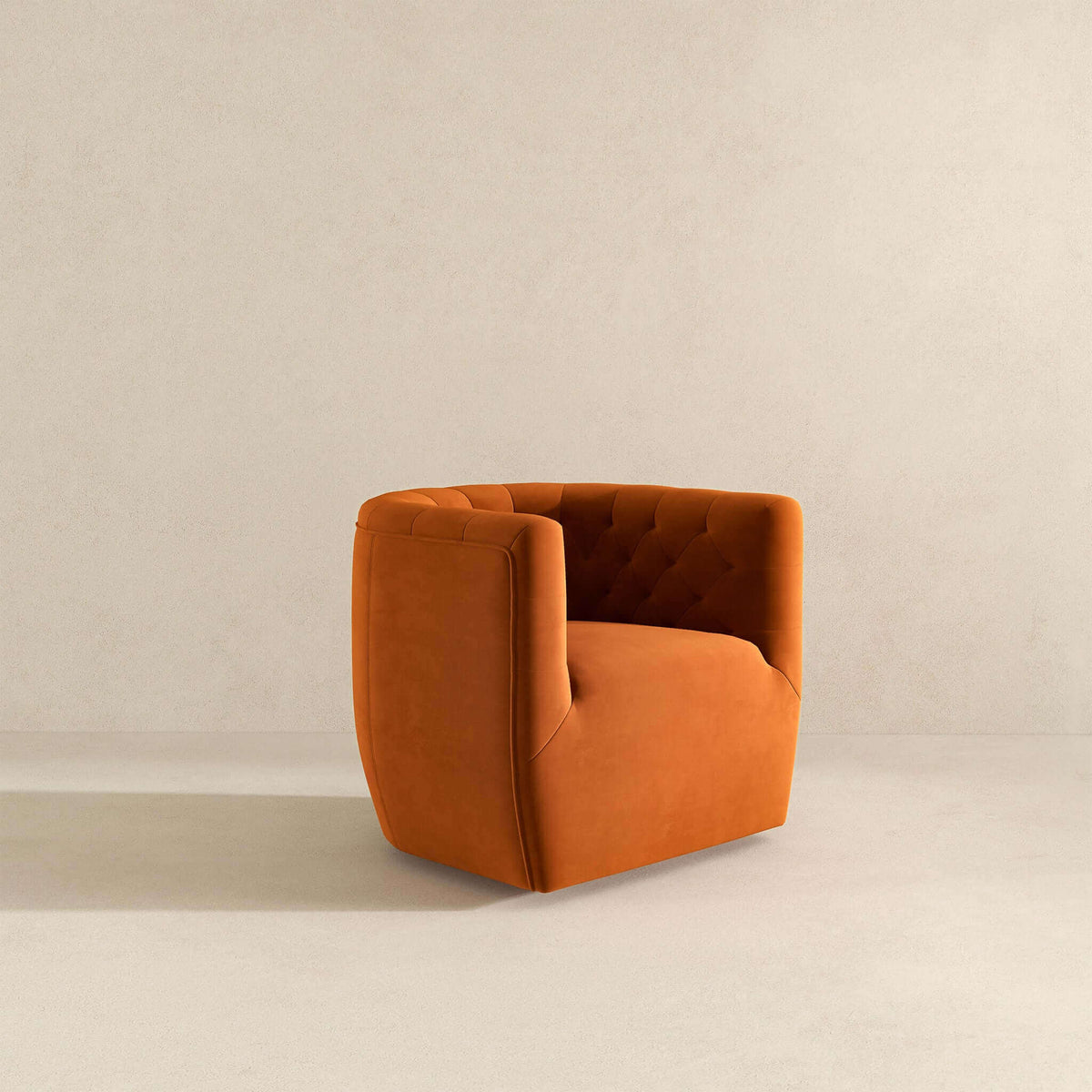 THE FURNITURE CO. Swivel Chair Luxury Burnt Orange Velvet Swivel Chair for Stylish Living Spaces