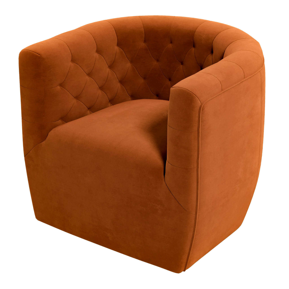 THE FURNITURE CO. Swivel Chair Luxury Burnt Orange Velvet Swivel Chair for Stylish Living Spaces