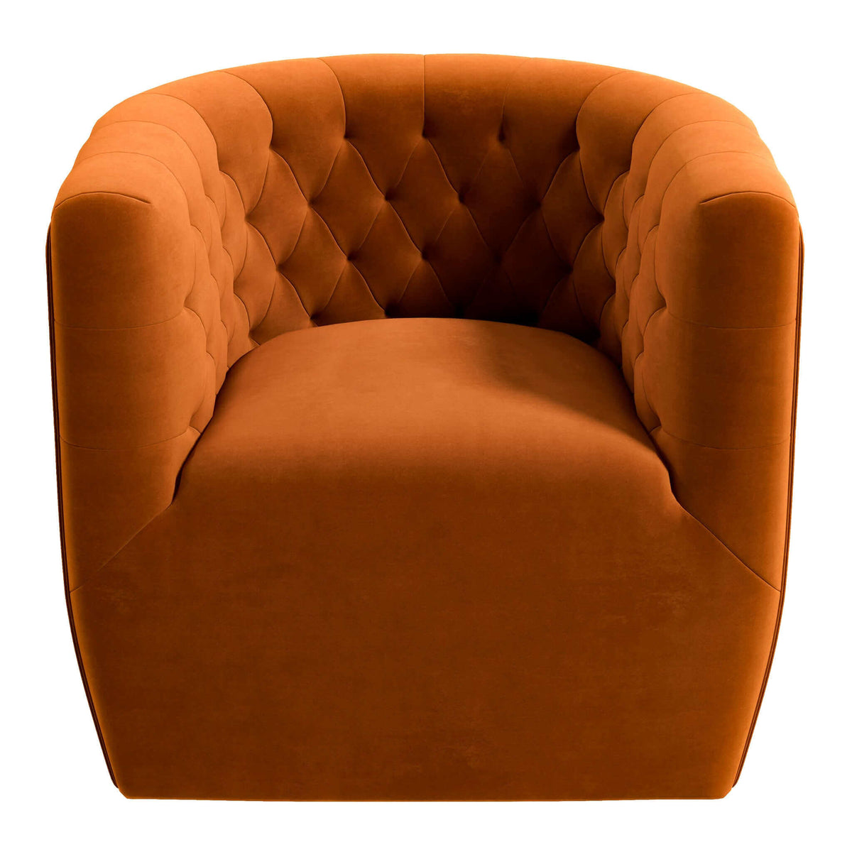 THE FURNITURE CO. Swivel Chair Luxury Burnt Orange Velvet Swivel Chair for Stylish Living Spaces