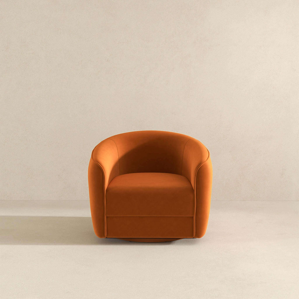 THE FURNITURE CO. Swivel Chair Luxury Burnt Orange Velvet Swivel Chair for Stylish Living Spaces
