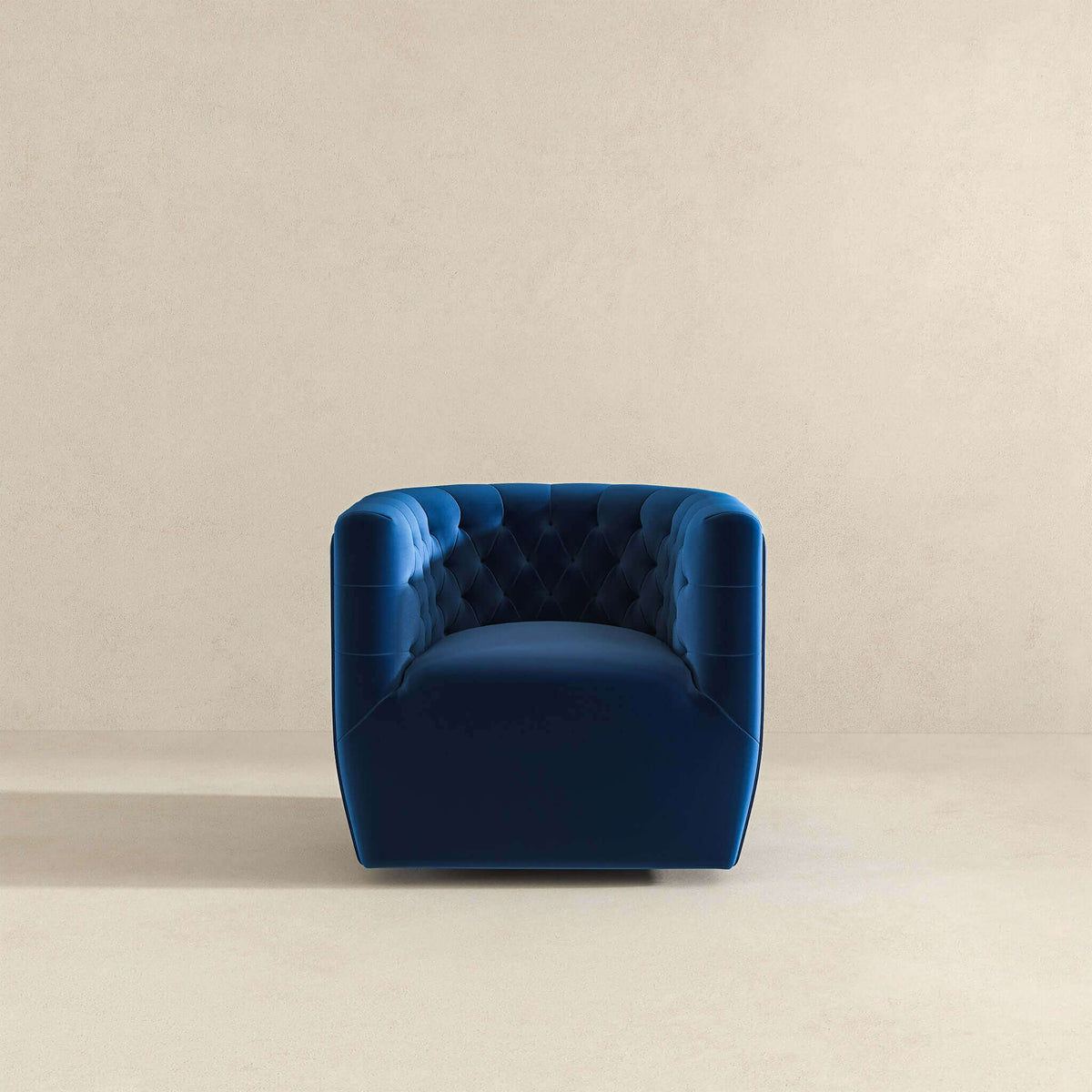 THE FURNITURE CO. Swivel Chair Luxury Dark Blue Velvet Swivel Chair for Elegant Living Spaces