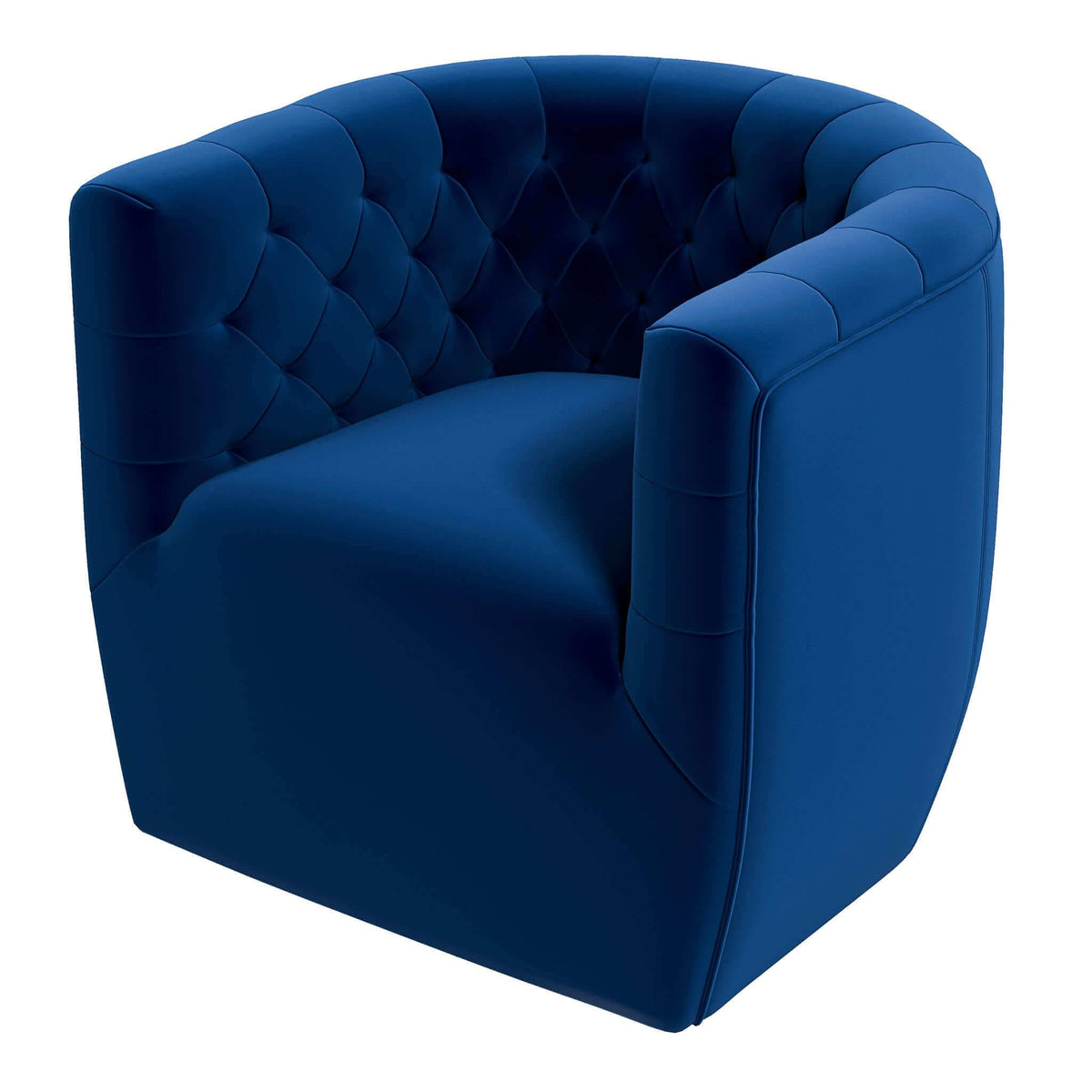 THE FURNITURE CO. Swivel Chair Luxury Dark Blue Velvet Swivel Chair for Elegant Living Spaces