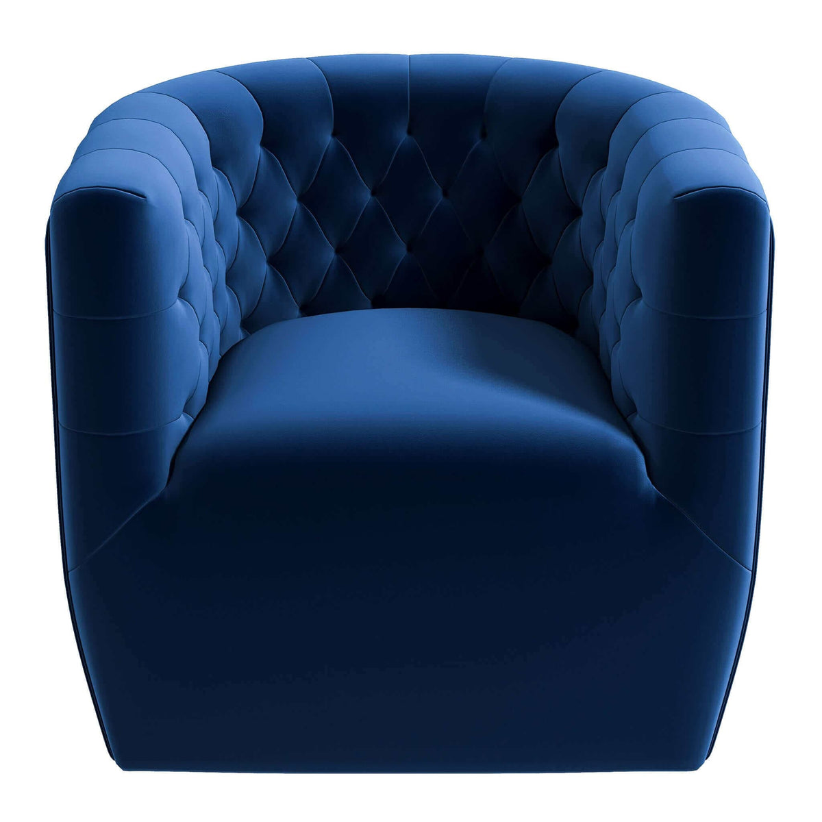 THE FURNITURE CO. Swivel Chair Luxury Dark Blue Velvet Swivel Chair for Elegant Living Spaces