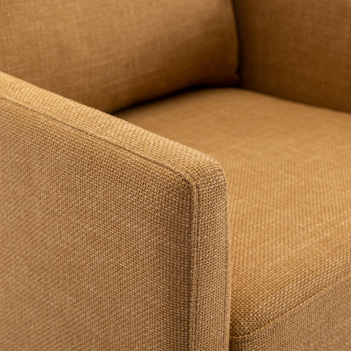 THE FURNITURE CO. Swivel Chair Mid Century Modern Mustard Yellow Linen Swivel Chair