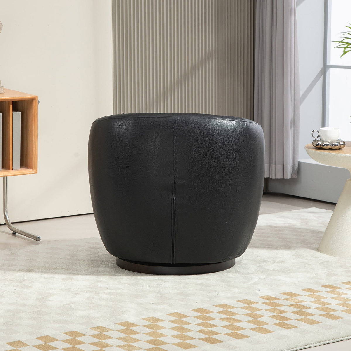 THE FURNITURE CO. Swivel Chair Modern Black Swivel Accent Armchair