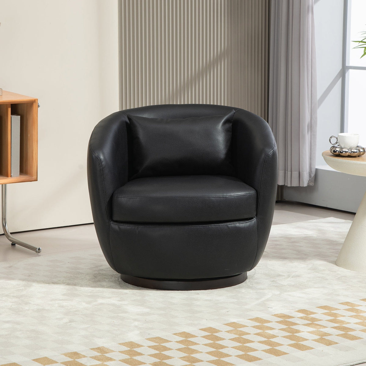 THE FURNITURE CO. Swivel Chair Modern Black Swivel Accent Armchair