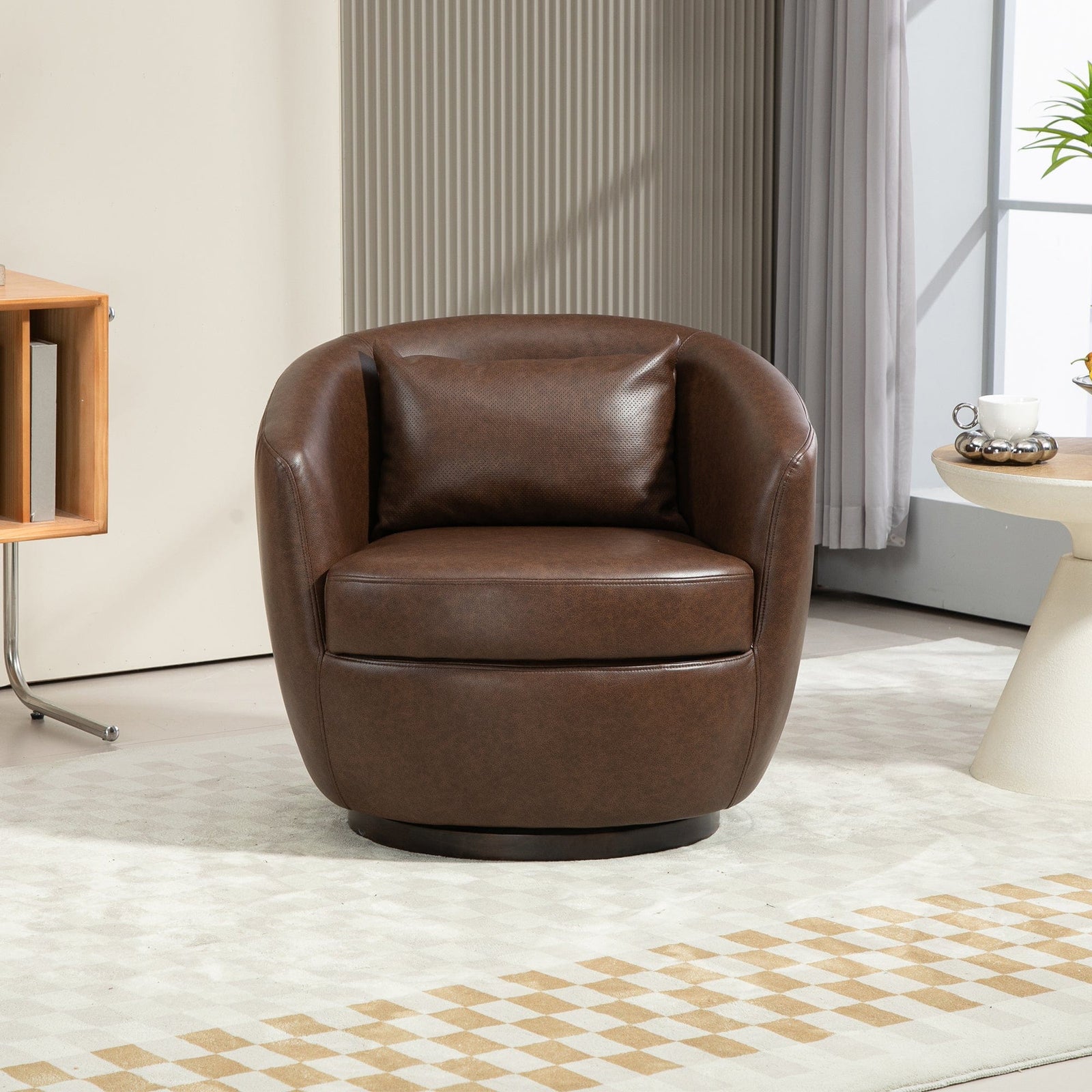 THE FURNITURE CO. Swivel Chair Modern Dark Brown Swivel Accent Armchair