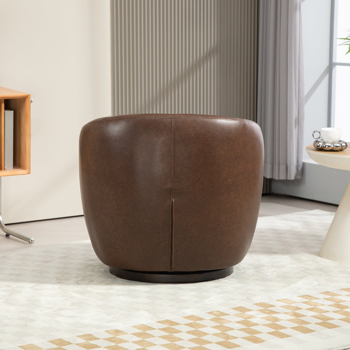 THE FURNITURE CO. Swivel Chair Modern Dark Brown Swivel Accent Armchair