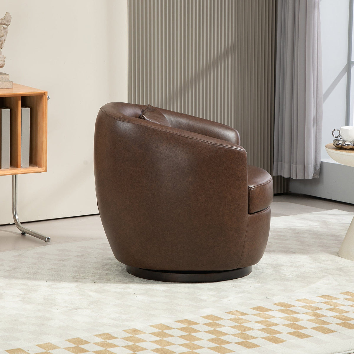 THE FURNITURE CO. Swivel Chair Modern Dark Brown Swivel Accent Armchair