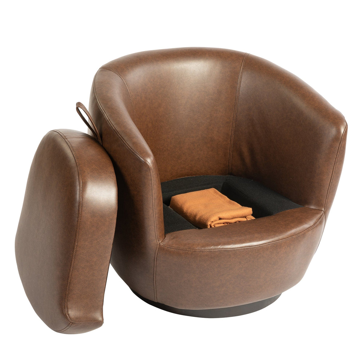 THE FURNITURE CO. Swivel Chair Modern Dark Brown Swivel Accent Armchair
