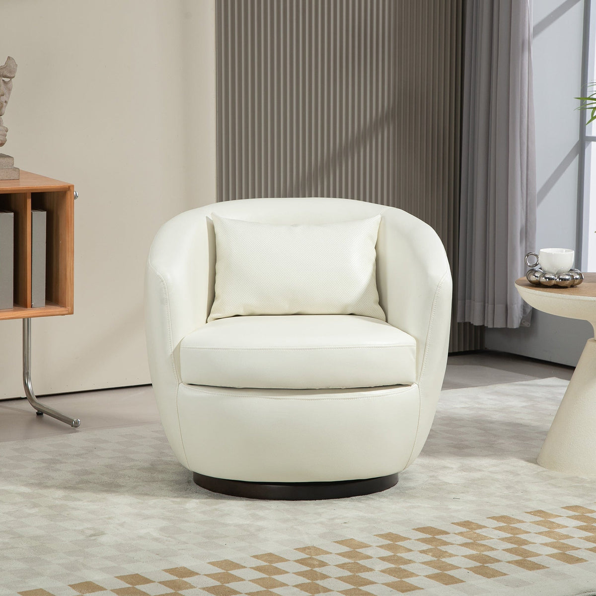 THE FURNITURE CO. Swivel Chair Modern Light Beige Swivel Accent Armchair