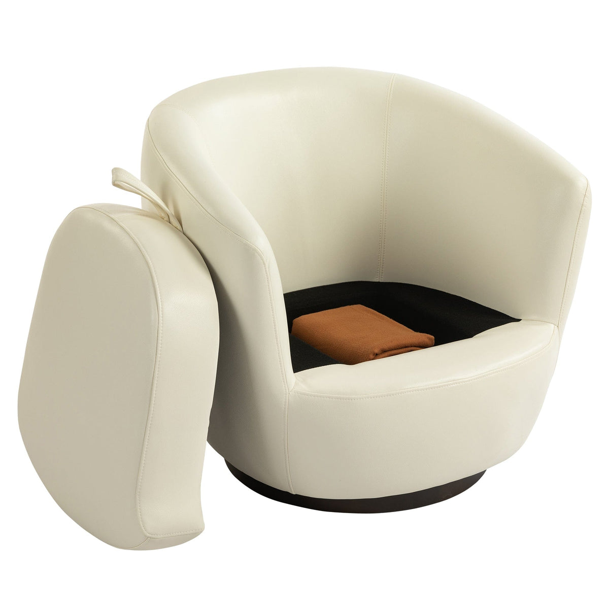 THE FURNITURE CO. Swivel Chair Modern Light Beige Swivel Accent Armchair
