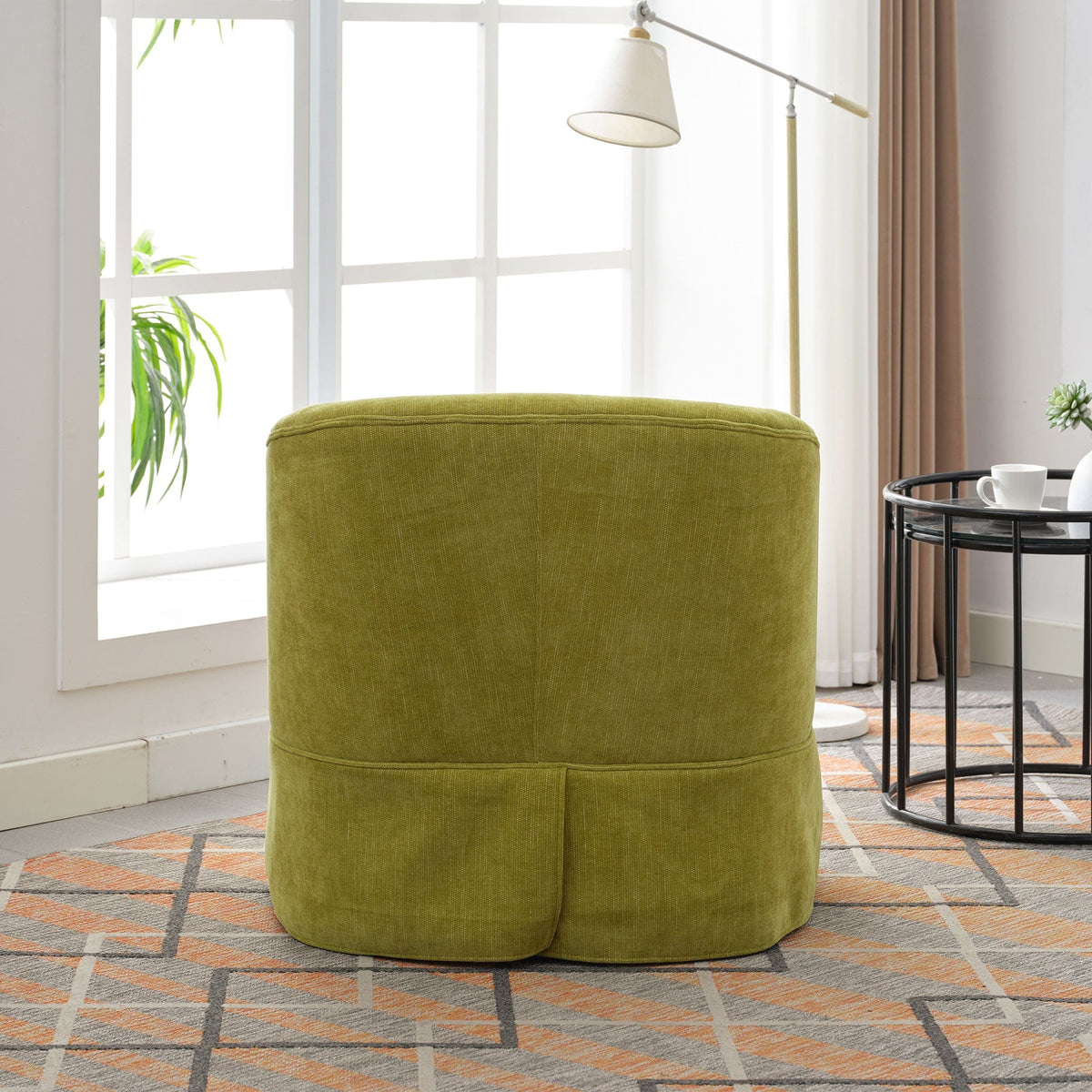 THE FURNITURE CO. Swivel Chair Olive Green Linen Blend Swivel Accent Armchair