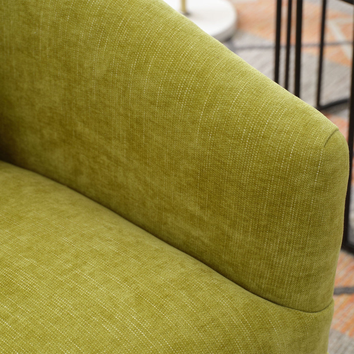 THE FURNITURE CO. Swivel Chair Olive Green Linen Blend Swivel Accent Armchair