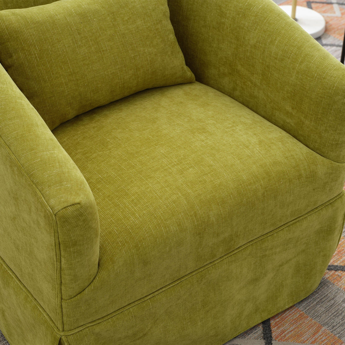 THE FURNITURE CO. Swivel Chair Olive Green Linen Blend Swivel Accent Armchair