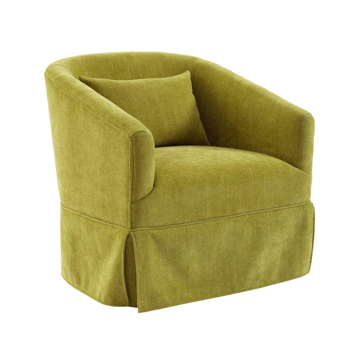 THE FURNITURE CO. Swivel Chair Olive Green Linen Blend Swivel Accent Armchair