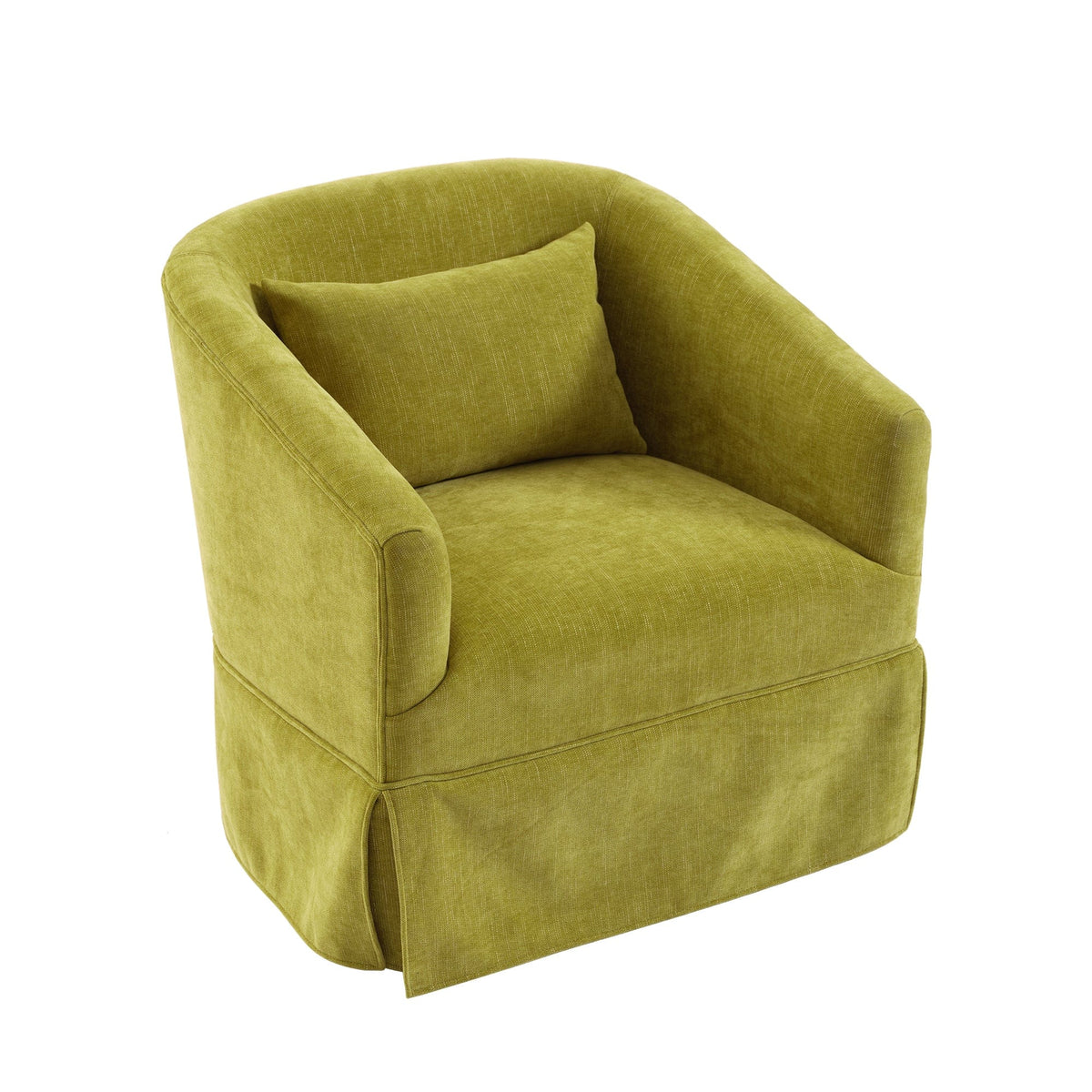 THE FURNITURE CO. Swivel Chair Olive Green Linen Blend Swivel Accent Armchair