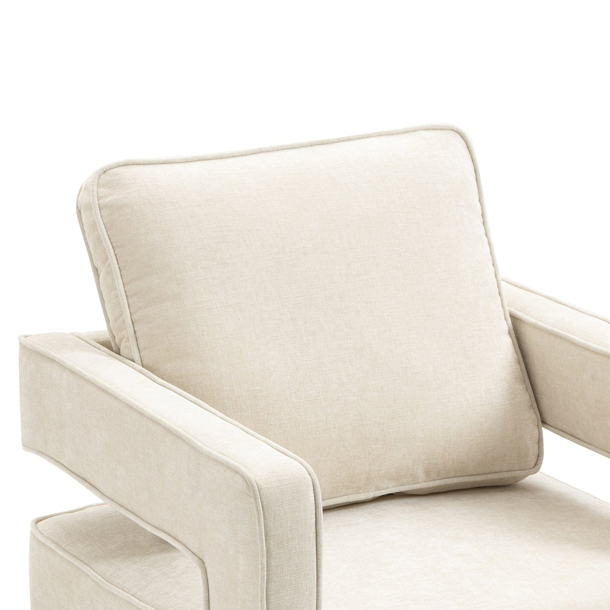 THE FURNITURE CO. Swivel Chair Open Back Beige Chenille Swivel Accent Chair With Gold Stainless Steel Base